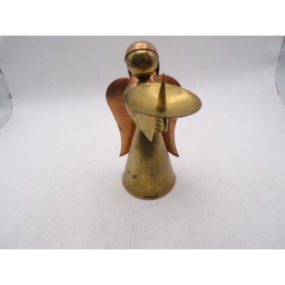 Vintage Brass and Copper Angel Candle Holder Mid Century Modern 4.5 Inch Figurin